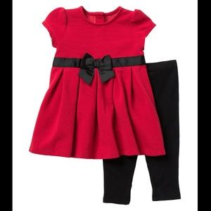 *2/$16* Little Me Red Dress & Leggings Set
